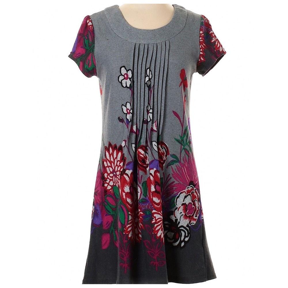 FUNKY PEOPLE soft fleece floral pleated dress. Med